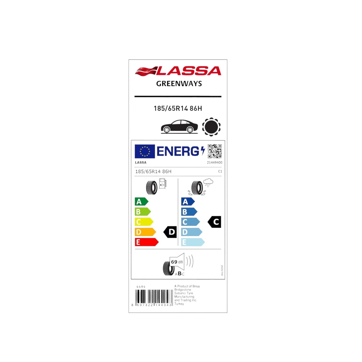 Lassa 185/65 R14 86H Greenways Yaz Lastiği (2025)